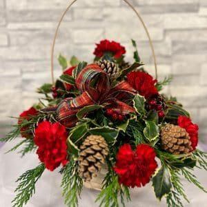 Christmas Basket with Fresh flowers