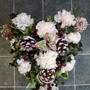 Heart with fresh flowers